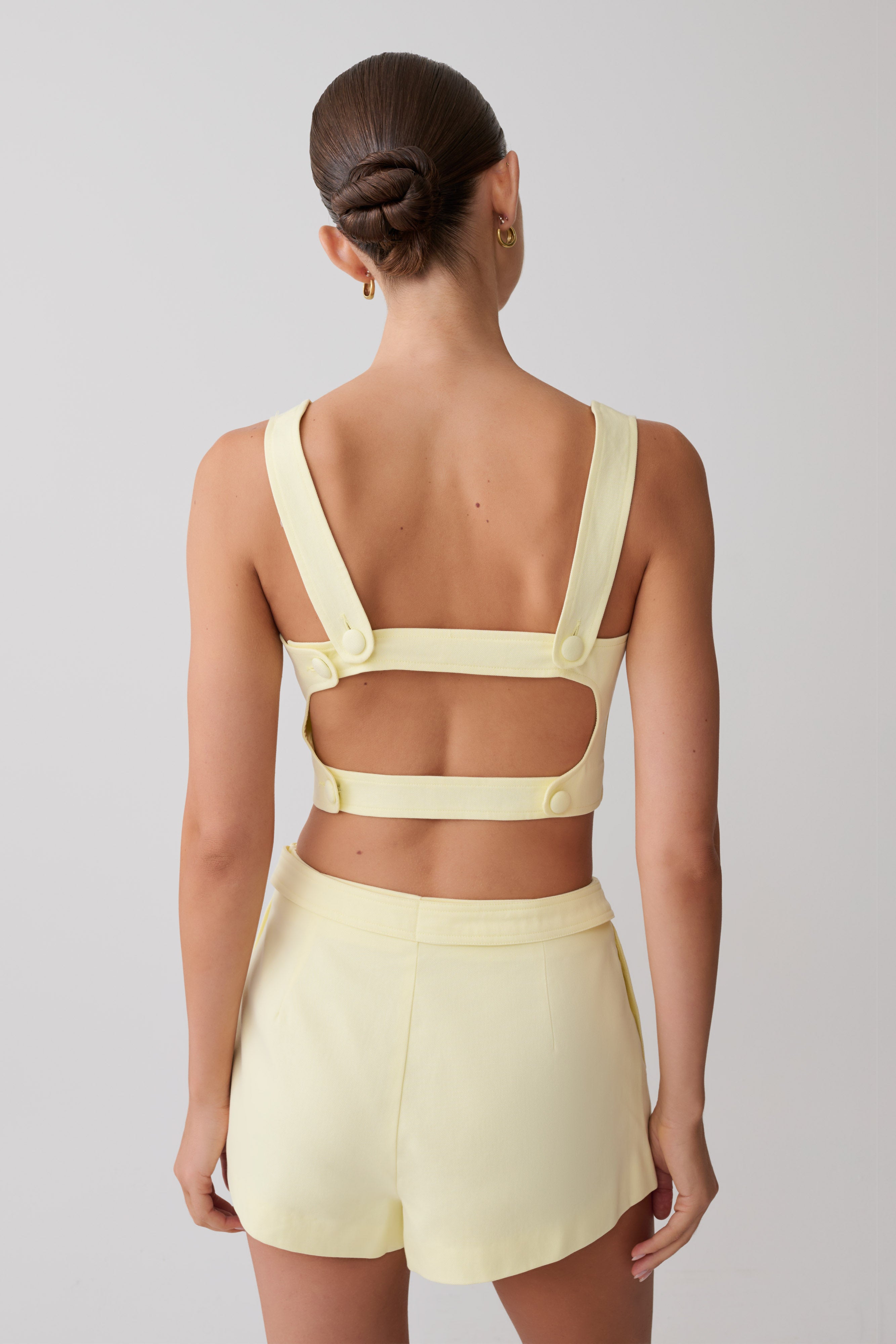 Josephine Crop Top With Open Back - Lemon