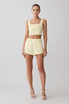 Josephine Crop Top With Open Back - Lemon