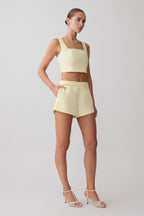 Josephine Crop Top With Open Back - Lemon