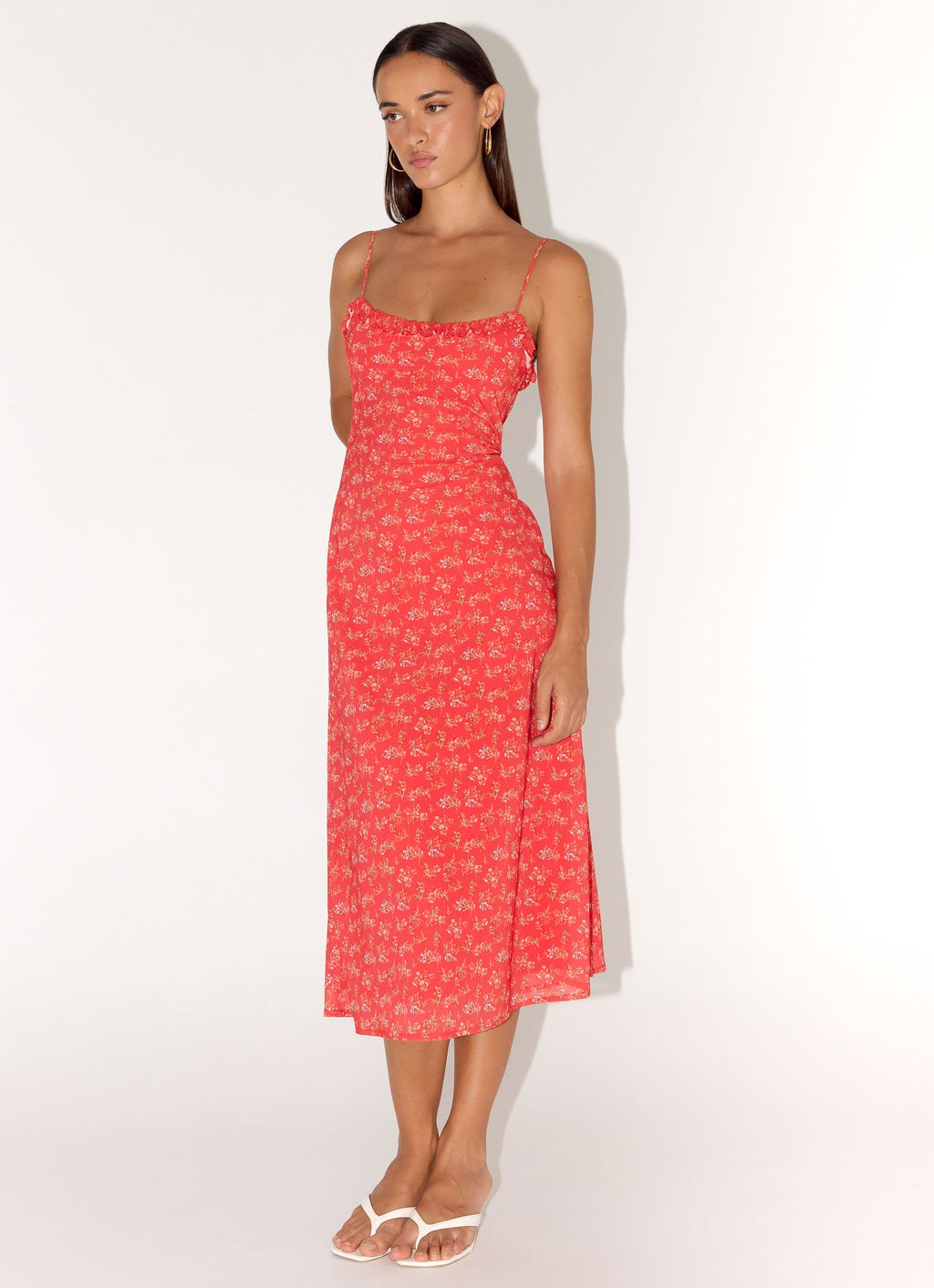 Kahlo Midi Dress - Magenta Red Rose