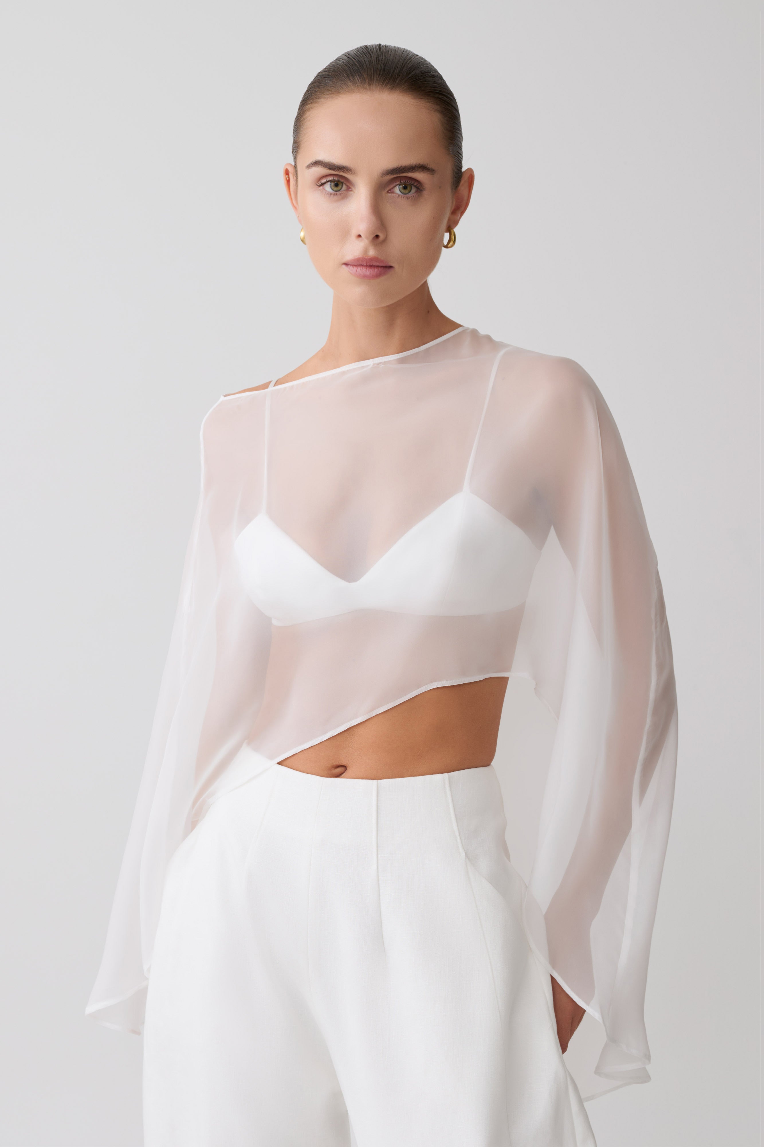Kirstine Bralette With Chiffon Cape Ivory