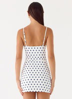 Last Light Mini Dress - Porcelain Blue Polka Dot