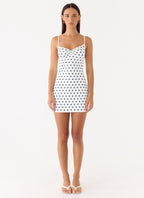 Last Light Mini Dress - Porcelain Blue Polka Dot