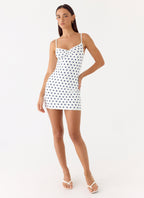 Last Light Mini Dress - Porcelain Blue Polka Dot