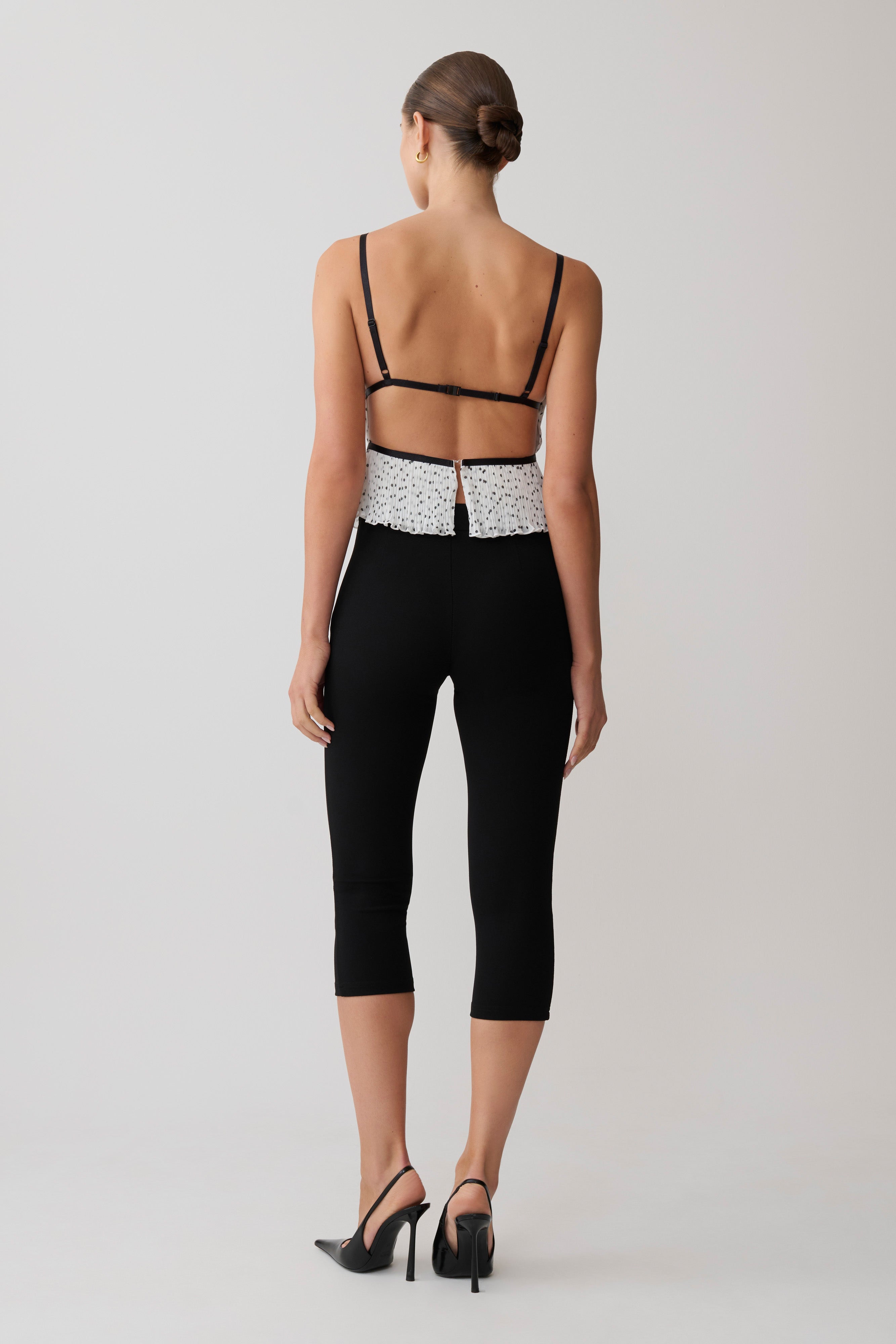 Lilou Pleated Sleeveless Top - Polka Dot