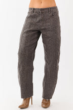 Low Slung Barrel Jeans – Faded Leopard Print with Semi-Stretchy