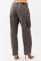 Low Slung Barrel Jeans – Faded Leopard Print with Semi-Stretchy