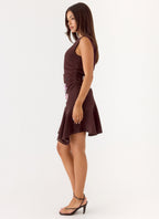Maris Asymmetrical Mini Dress - Velvet Bloom