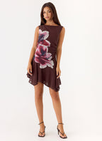 Maris Asymmetrical Mini Dress - Velvet Bloom