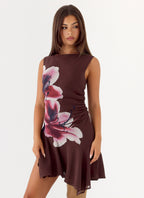 Maris Asymmetrical Mini Dress - Velvet Bloom