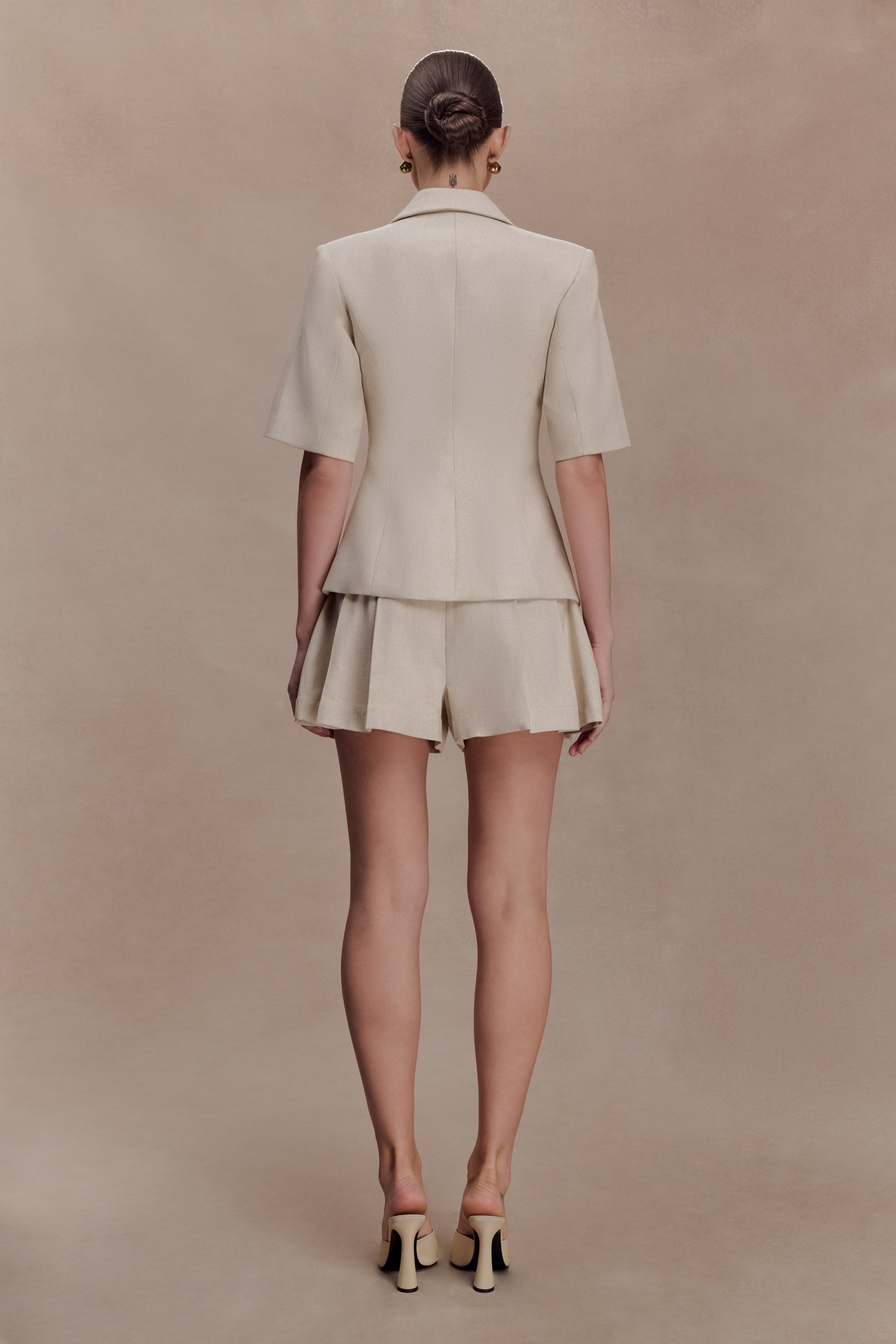 Martine Short Sleeve Linen Top - Natural