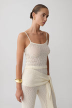 Mattais Boucle Knit Top - Ivory