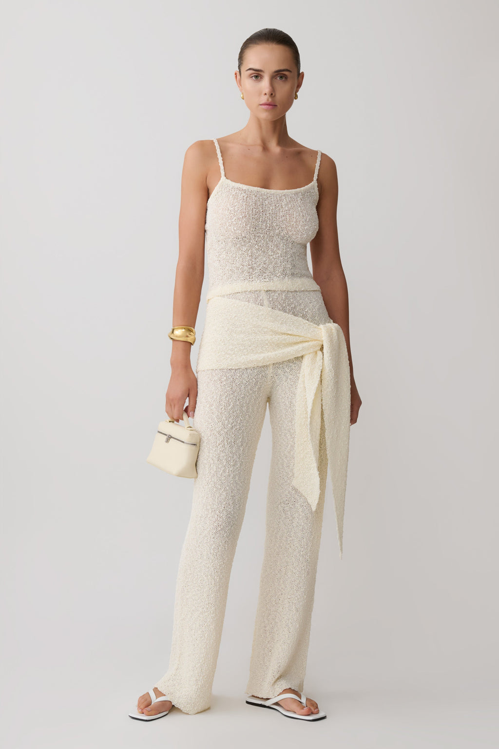 Mattais Boucle Knit Top - Ivory