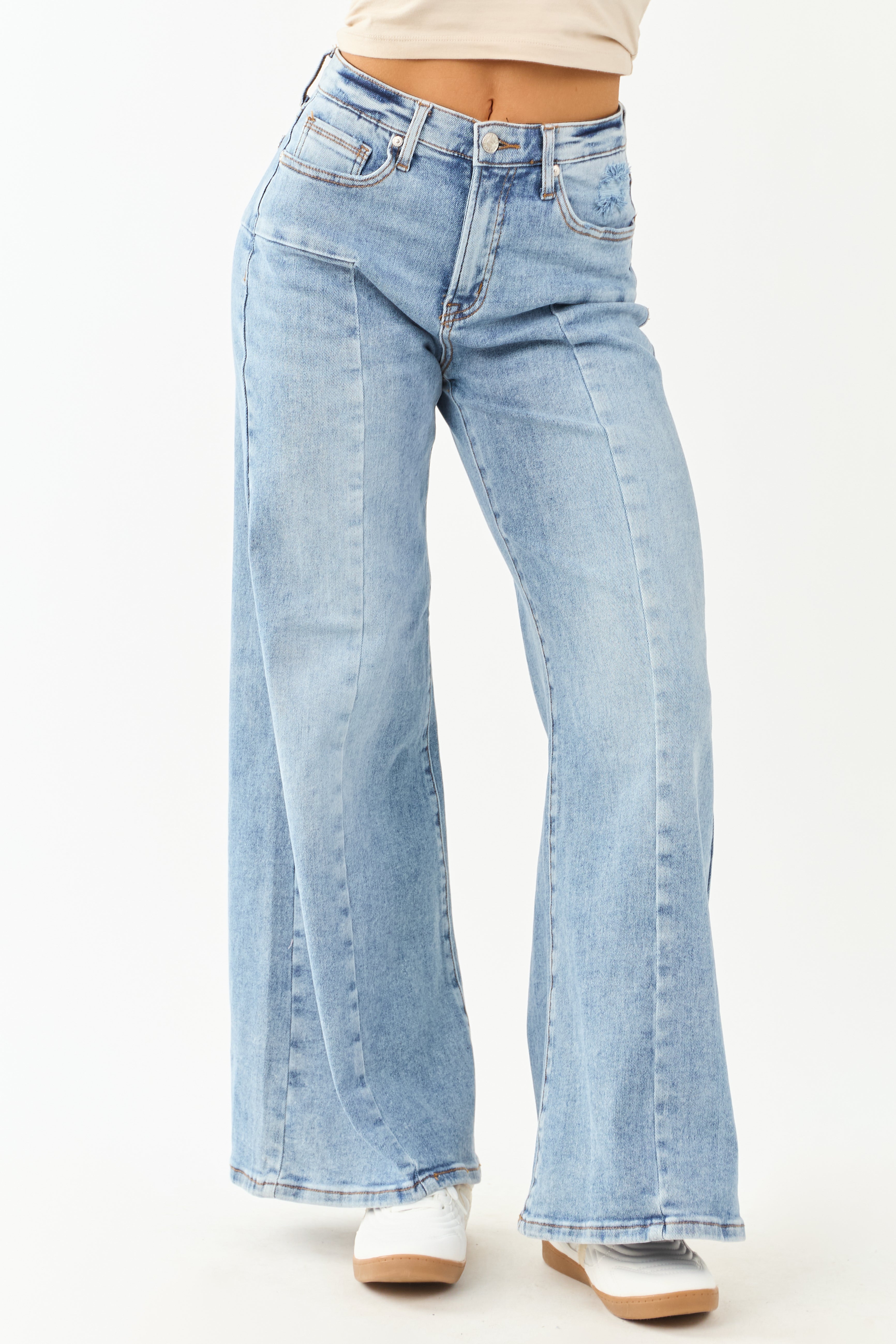 Medium Wide Leg Stretchy Jeans with Tummy Control Panel