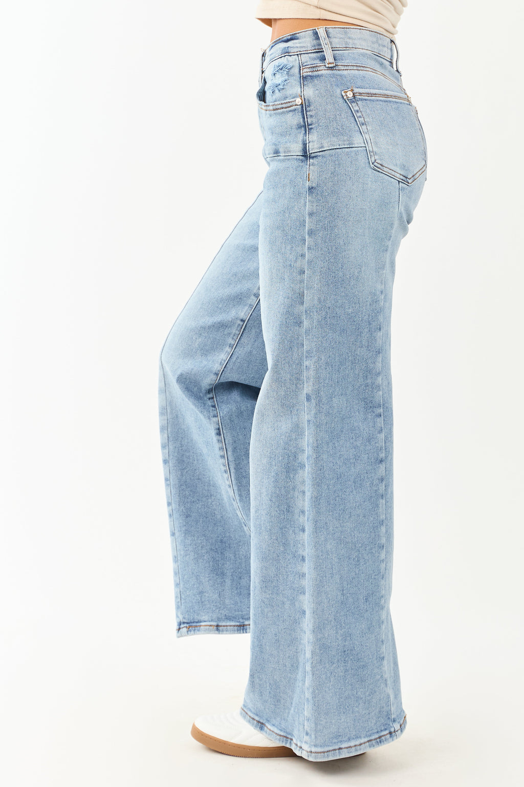 Medium Wide Leg Stretchy Jeans with Tummy Control Panel