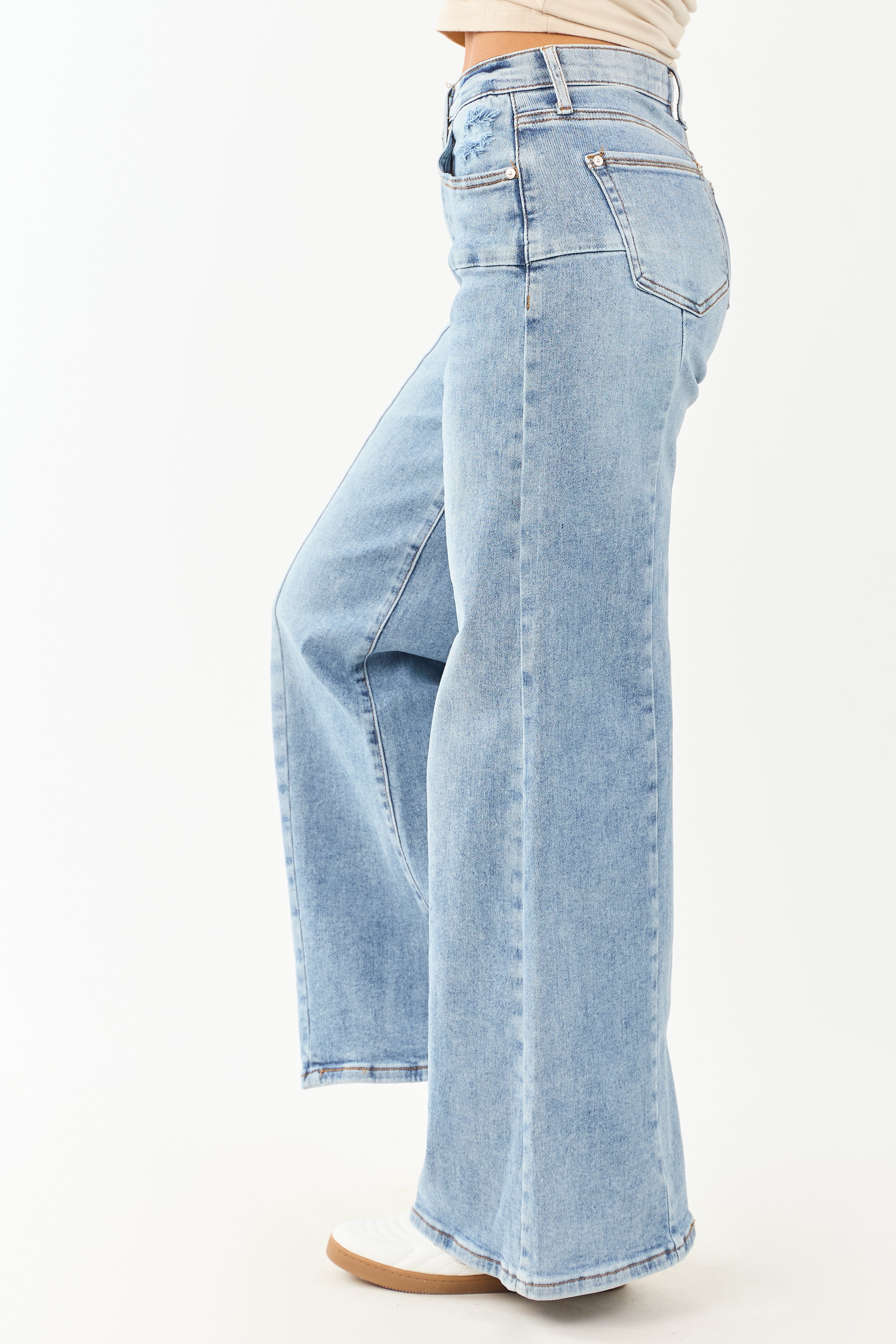 Medium Wide Leg Stretchy Jeans with Tummy Control Panel