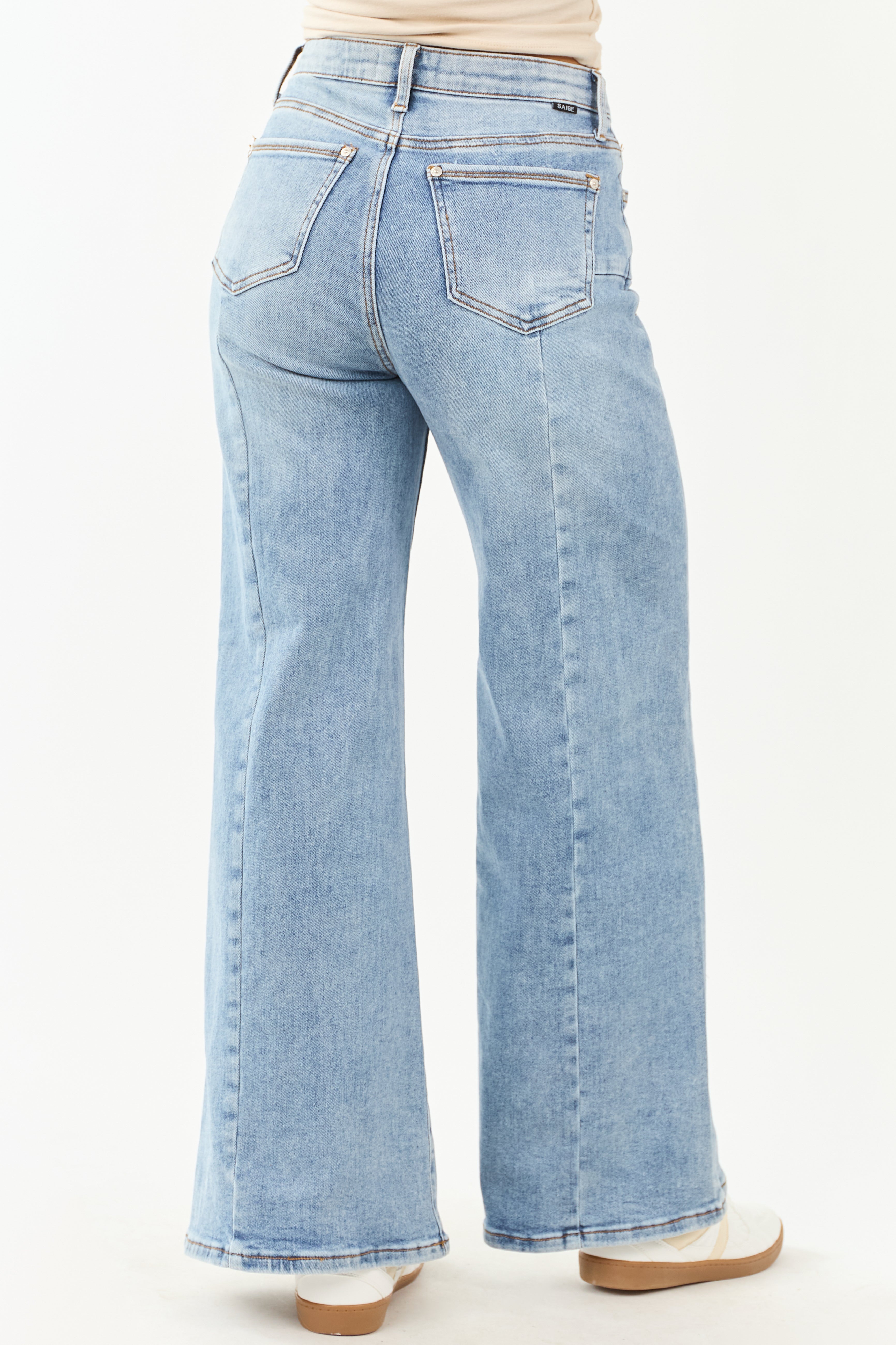 Medium Wide Leg Stretchy Jeans with Tummy Control Panel