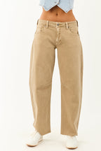 Mid Rise Barrel Jeans – Raw Hem Design with Roomy Fit