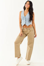 Mid Rise Barrel Jeans – Raw Hem Design with Roomy Fit