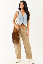 Mid Rise Barrel Jeans – Raw Hem Design with Roomy Fit