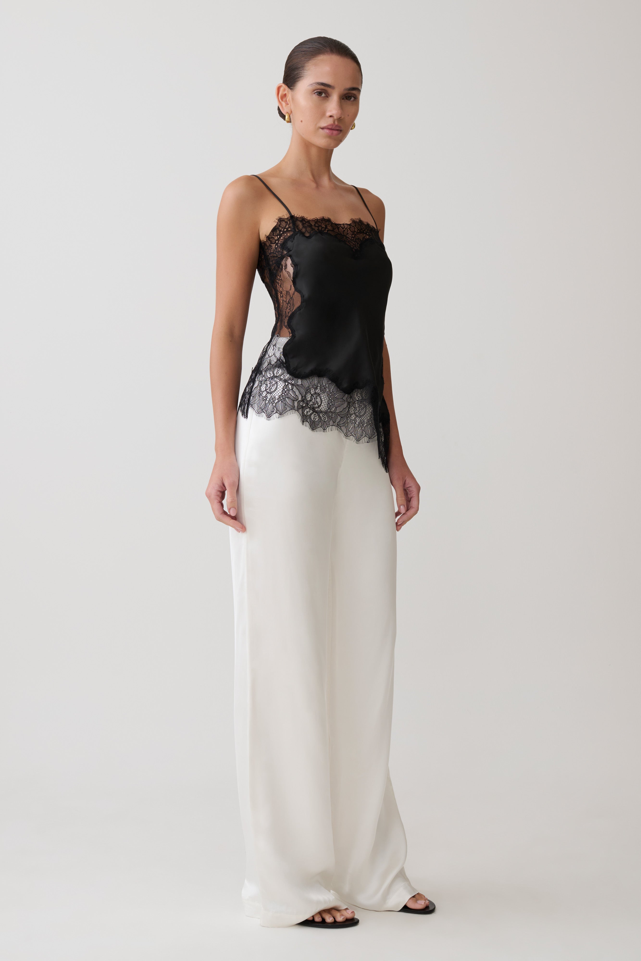 Miriam Satin & Lace Camisole - Black