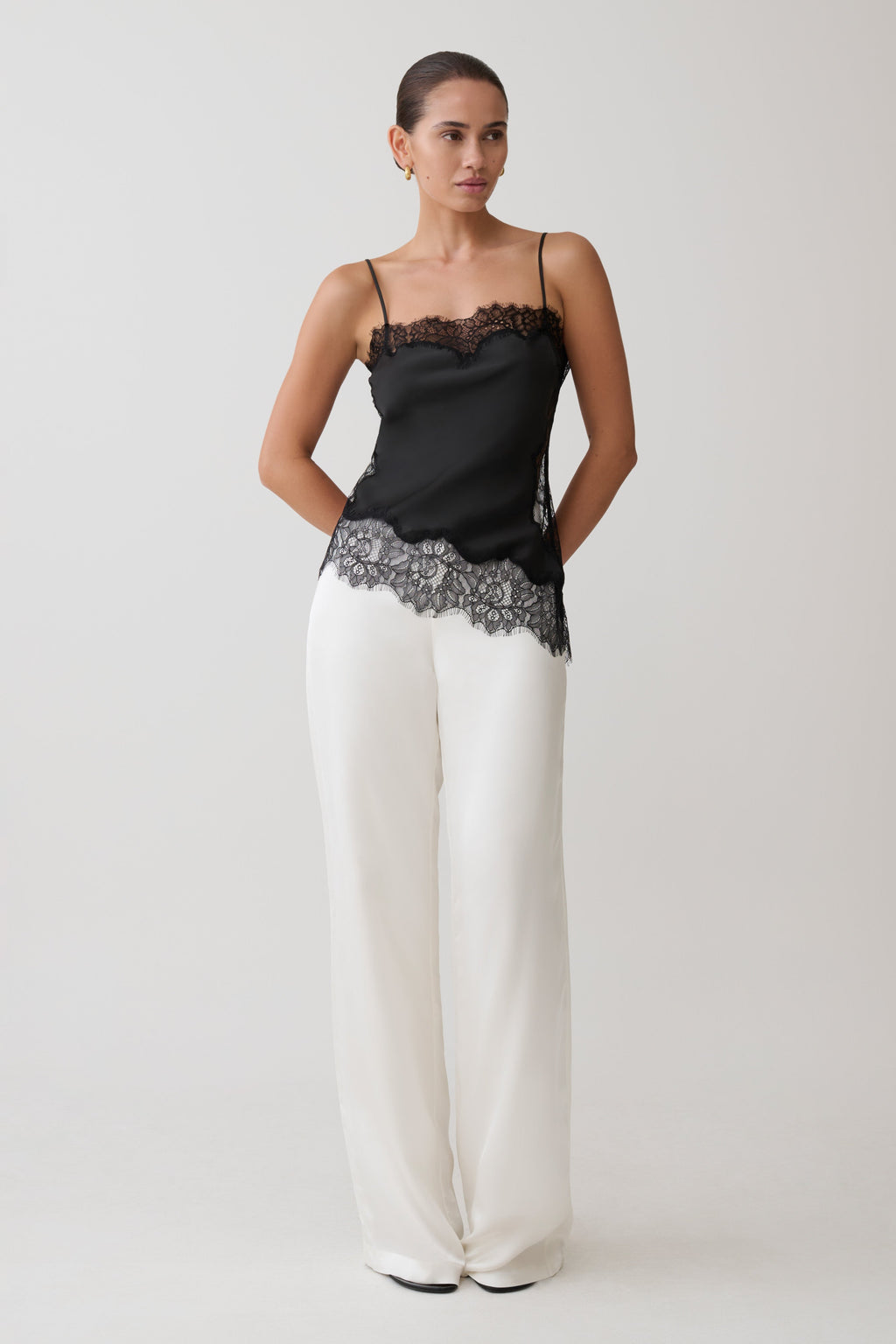 Miriam Satin & Lace Camisole - Black