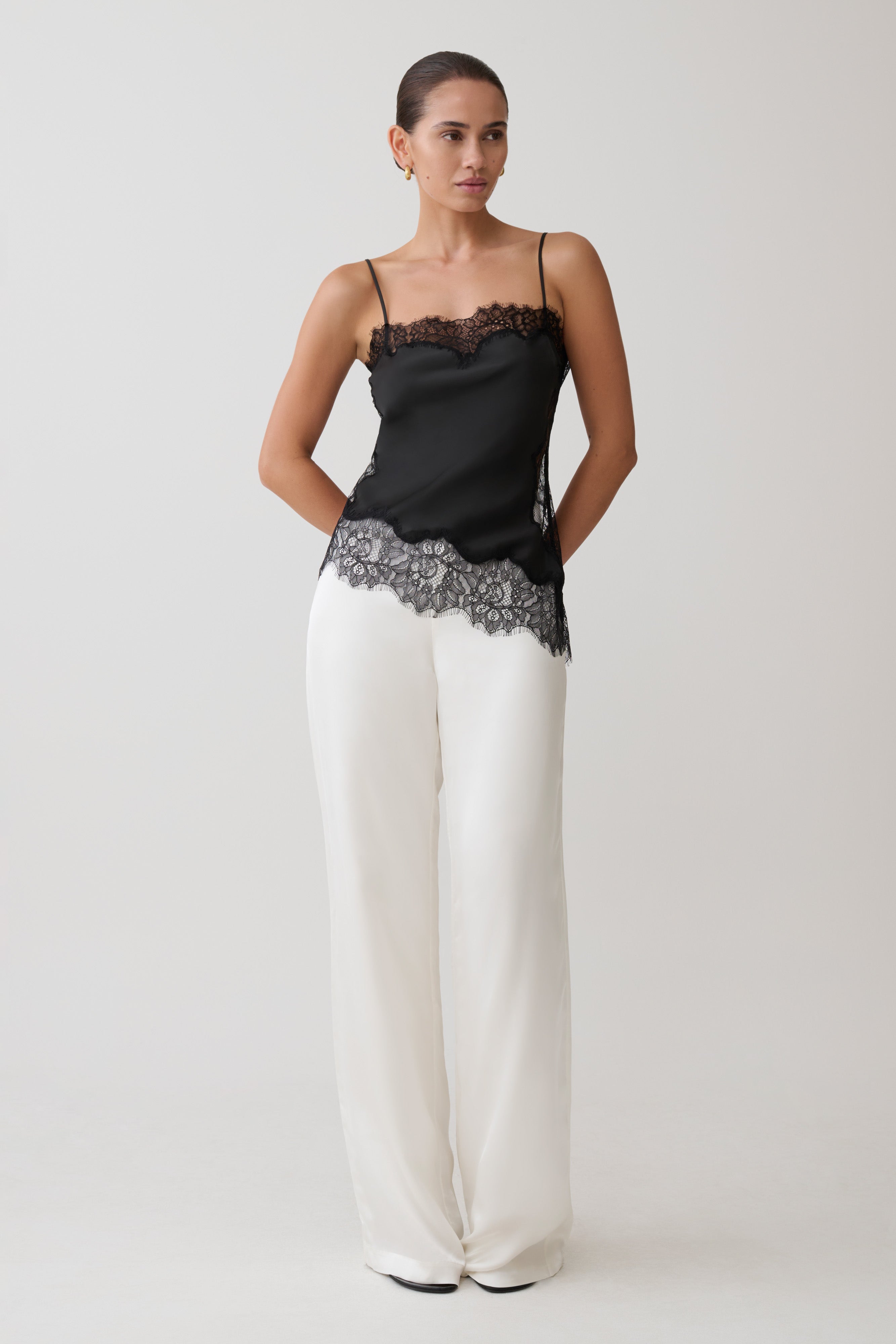 Miriam Satin & Lace Camisole - Black