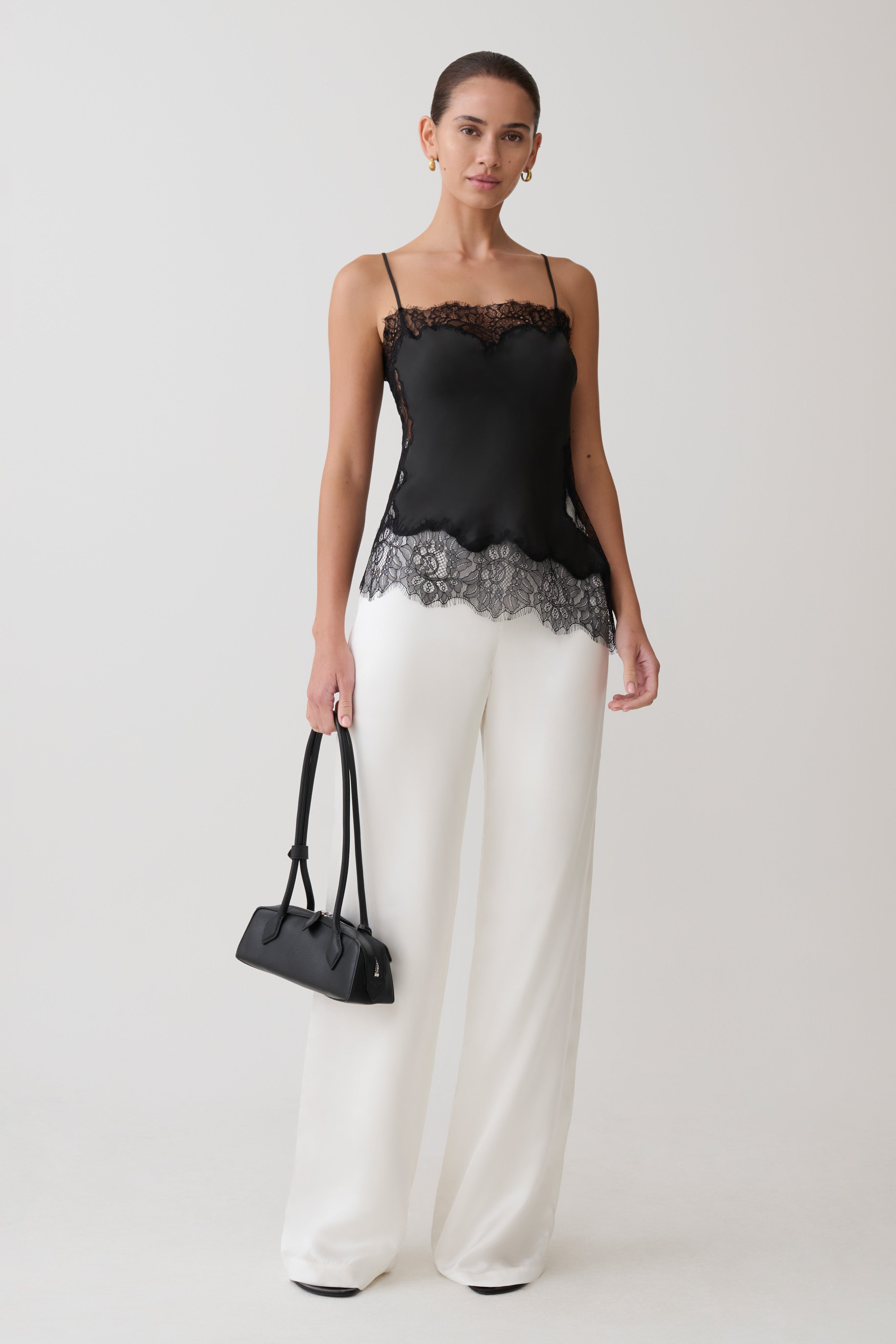 Miriam Satin & Lace Camisole - Black