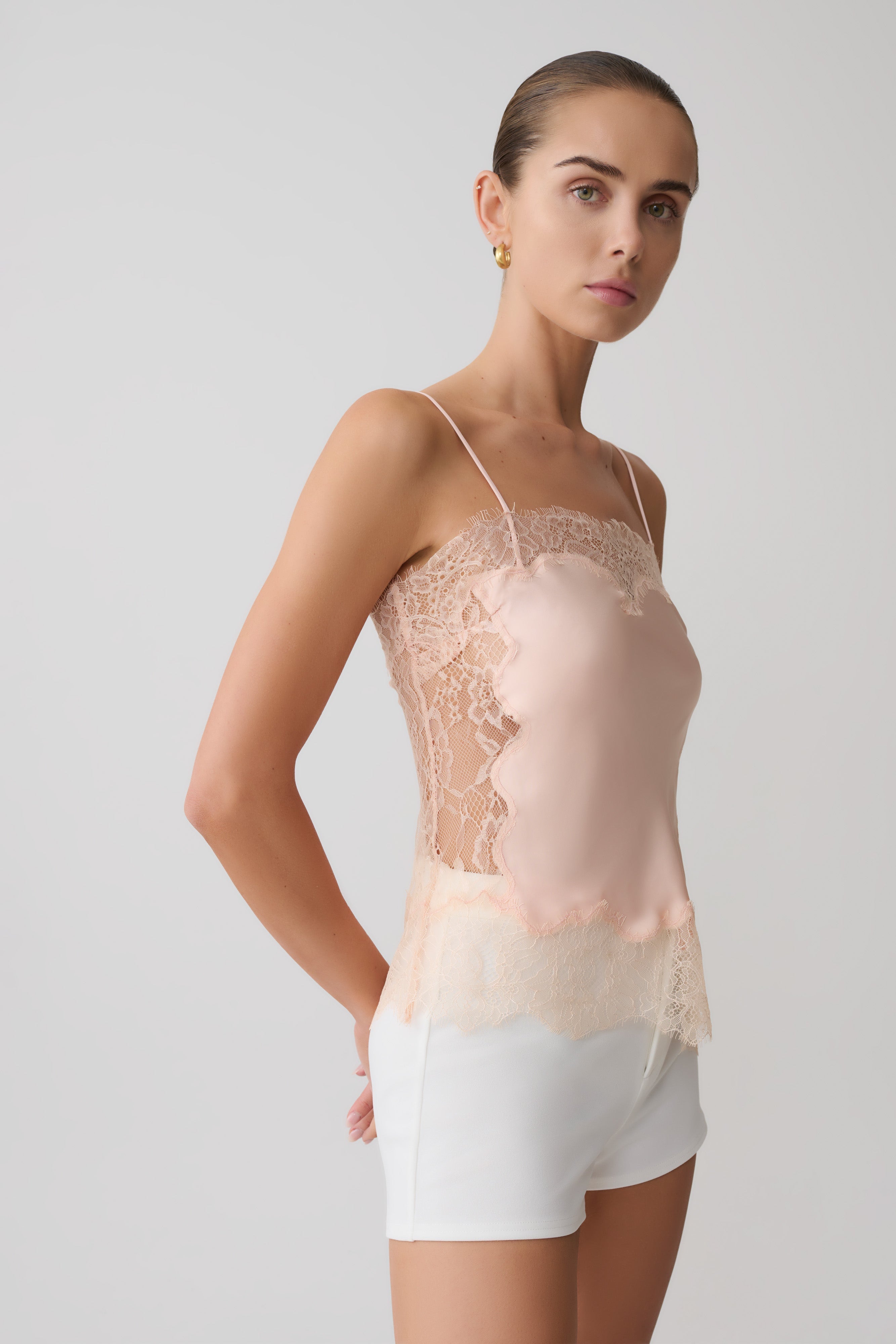 Miriam Satin & Lace Camisole - Peach