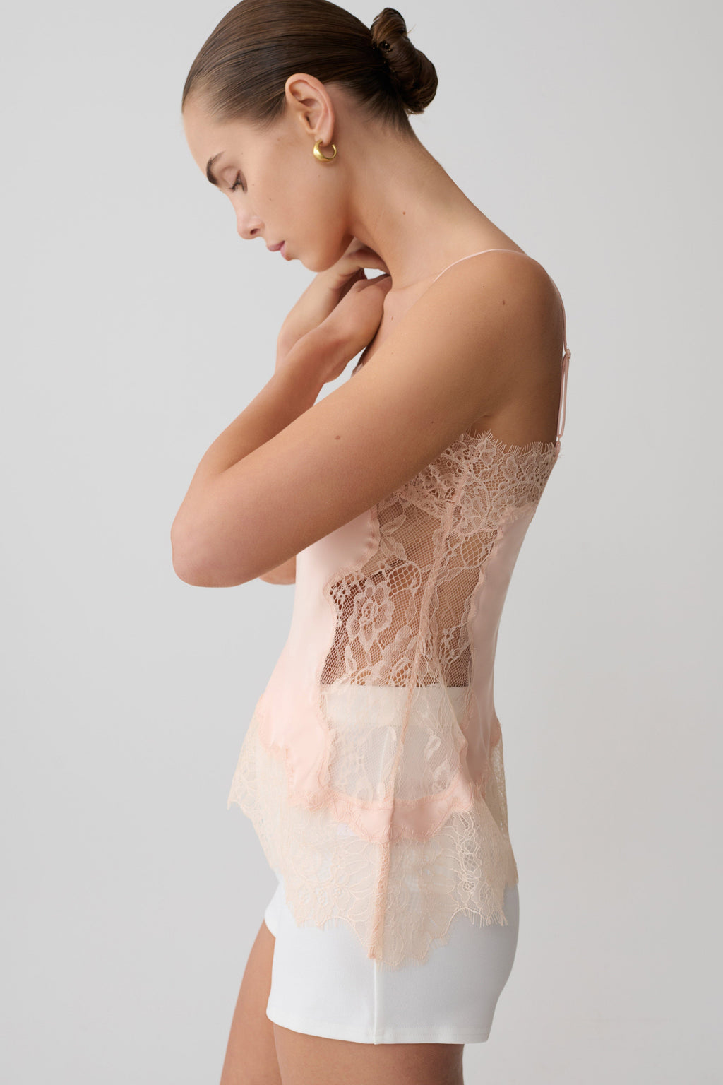 Miriam Satin & Lace Camisole - Peach