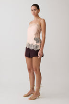 Miriam Satin & Lace Camisole - Peach