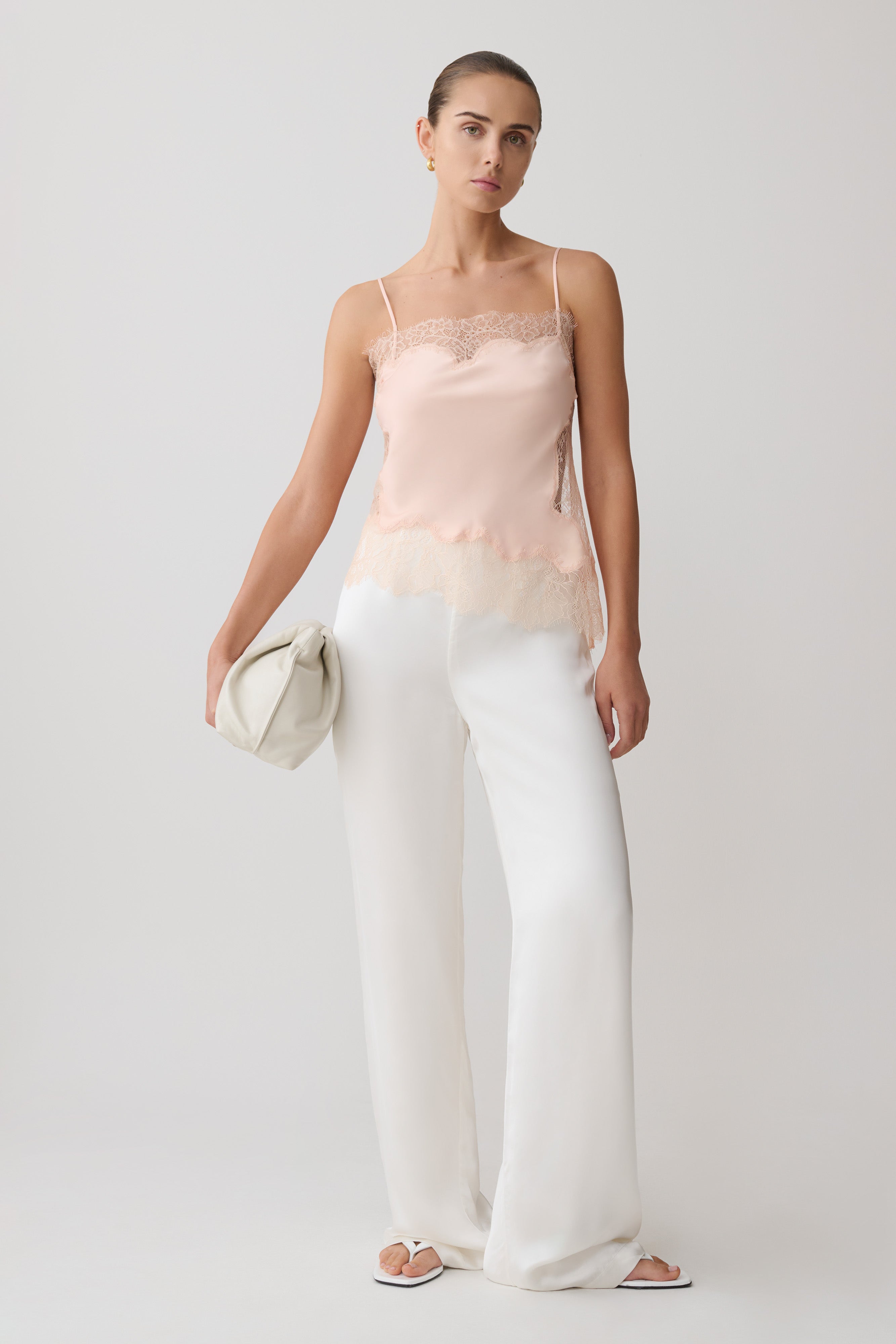 Miriam Satin & Lace Camisole - Peach