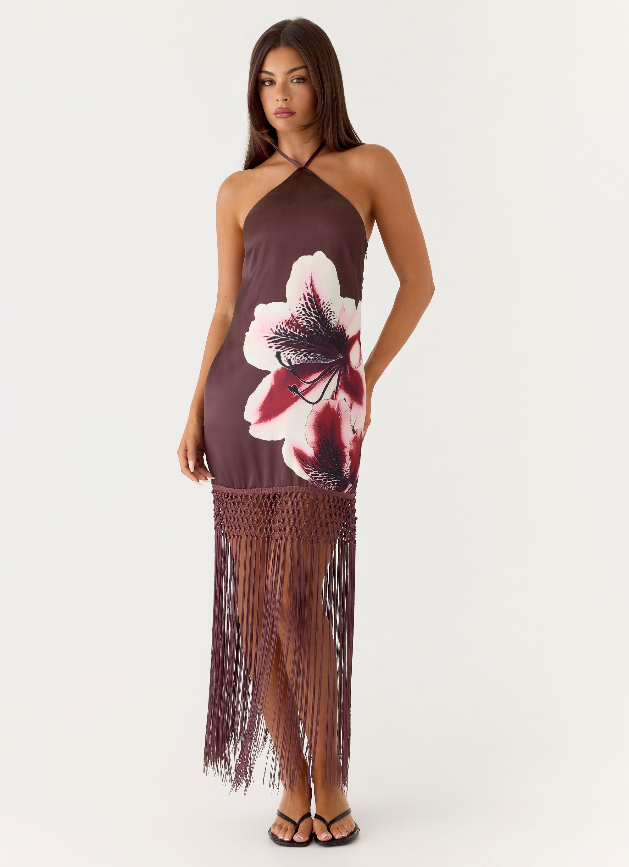 Niahvette Halter Midaxi Dress - Velvet Bloom