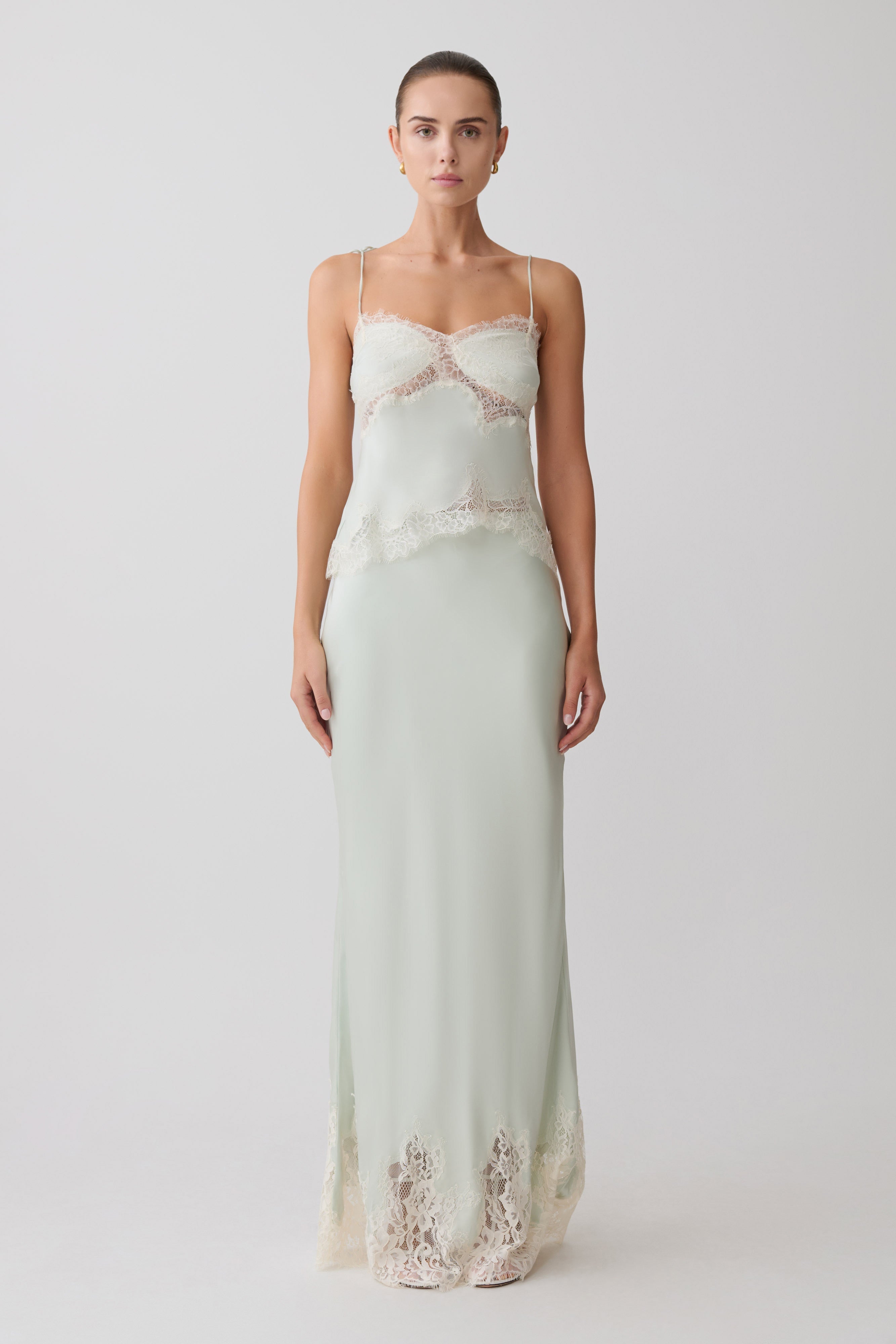 Nina Satin And Lace Camisole - Sage