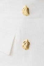 Oriana Linen Button Vest - White