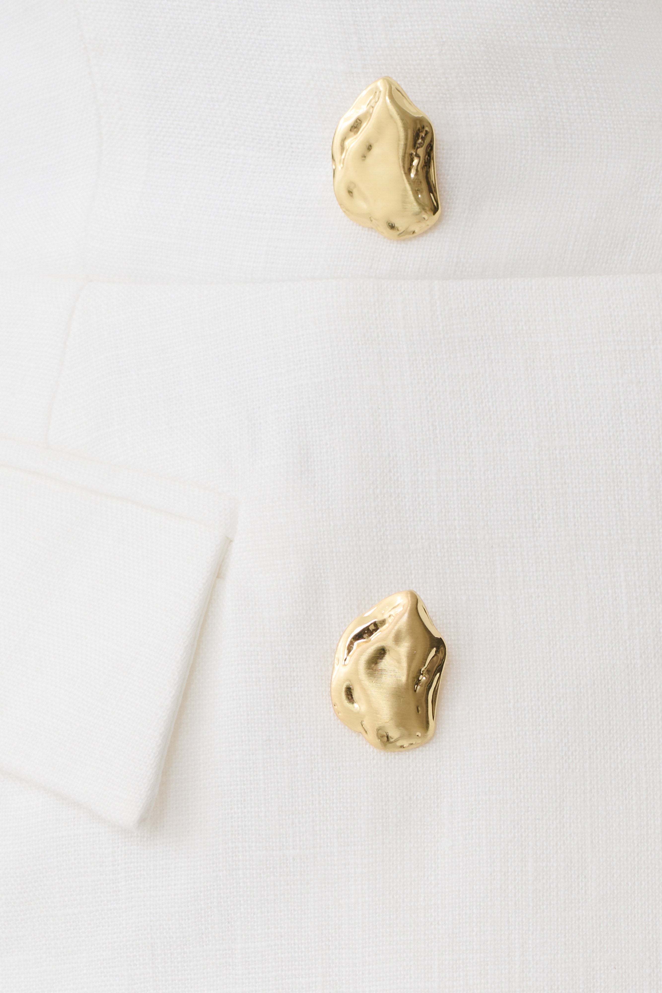 Oriana Linen Button Vest - White