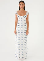 Roma Notte Maxi Dress - Porcelain Blue Polka Dot