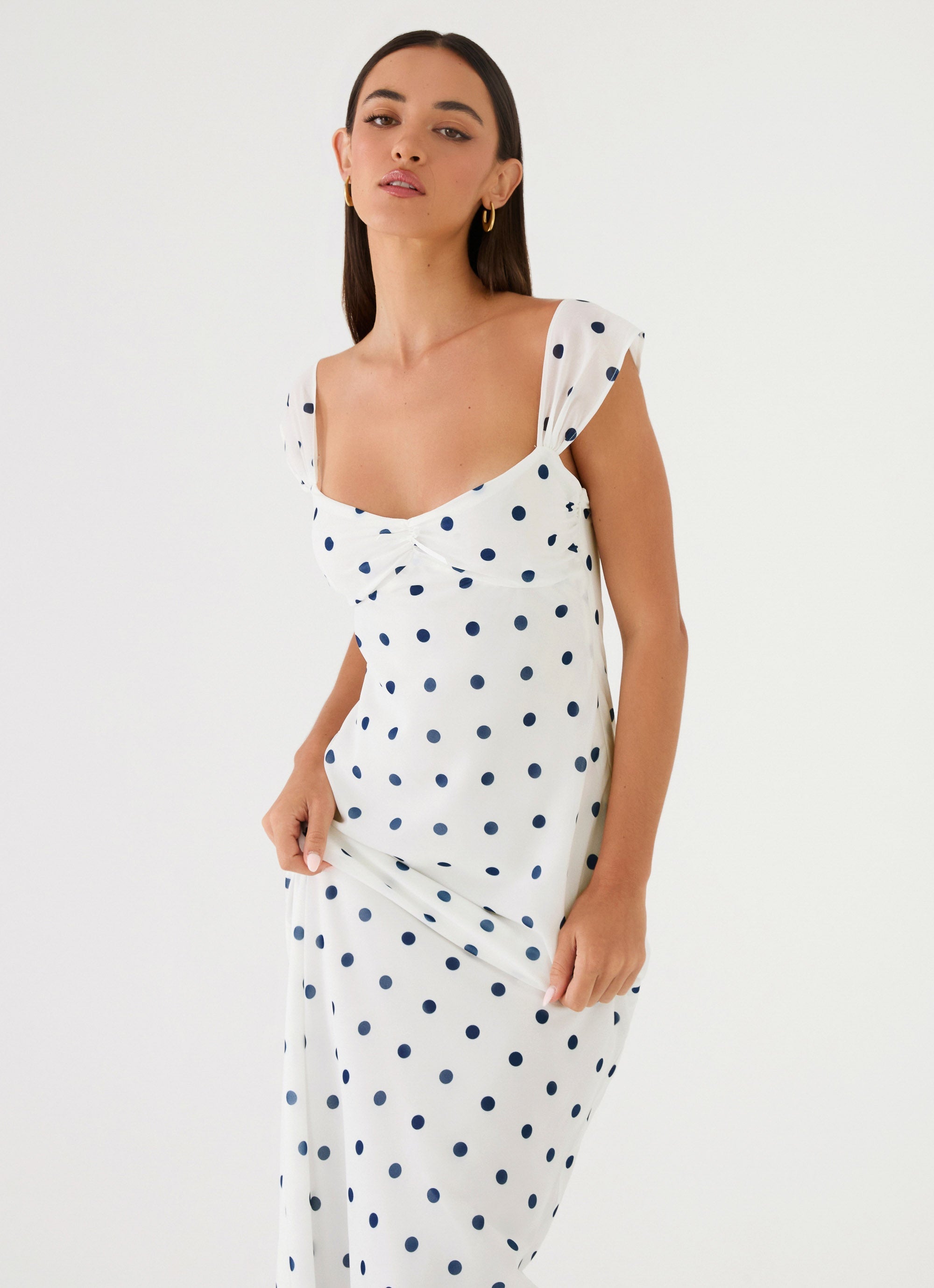 Roma Notte Maxi Dress - Porcelain Blue Polka Dot