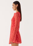 Sabella Mini Dress - Magenta Red Rose