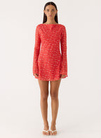 Sabella Mini Dress - Magenta Red Rose