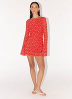 Sabella Mini Dress - Magenta Red Rose