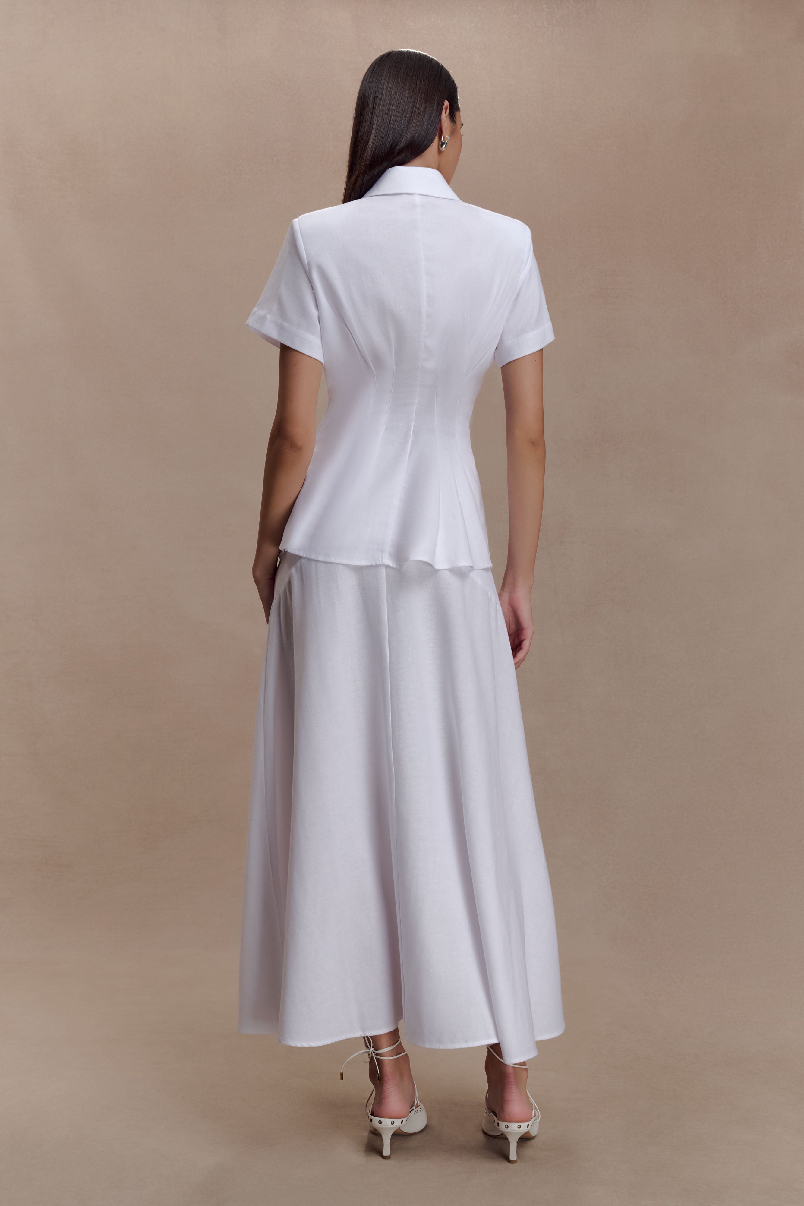 Selma Short Sleeve Linen Shirt - White