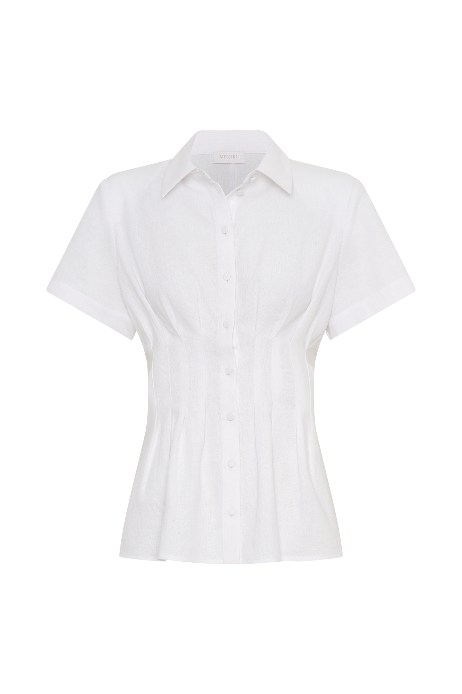 Selma Short Sleeve Linen Shirt - White