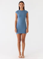 Sending Postcards Mini Dress - Coastal Blue