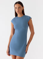 Sending Postcards Mini Dress - Coastal Blue