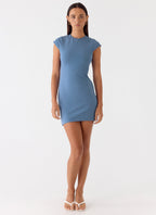 Sending Postcards Mini Dress - Coastal Blue