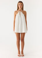 Soft Breeze Linen Mini Dress - White