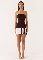 Straight Lines Knit Mini Dress - Chocolate