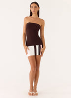 Straight Lines Knit Mini Dress - Chocolate