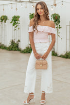 Stylish White Wide Leg Jeans for Women with Tummy Control &